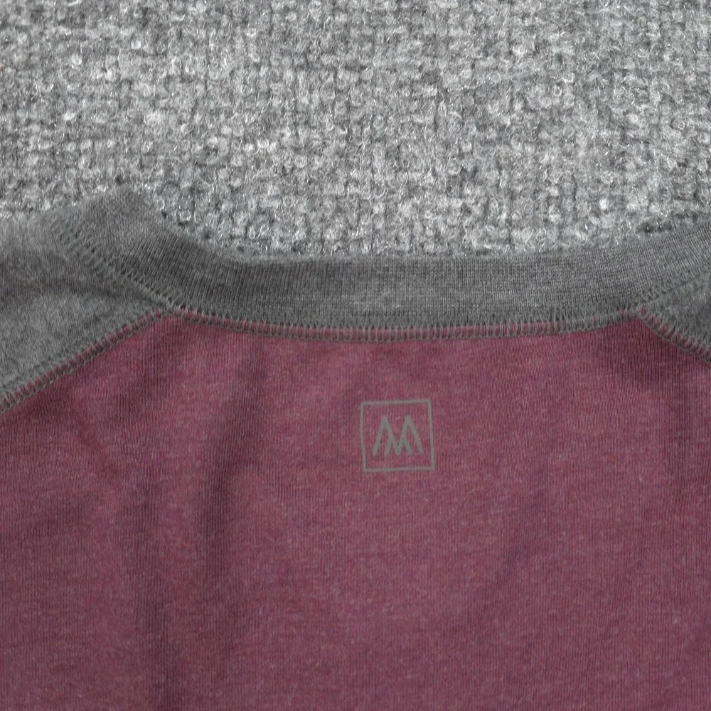 Mizzen Main‎ Shirt Mens Large Red Gray EasyKnit Henley Long Sleeve Raglan Preppy